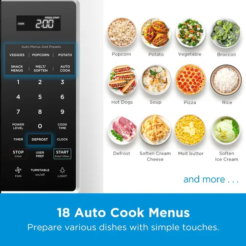 Vista 2 de Midea MOR17BSA-SS 1.7 pies cúbicos Horno de microondas para instalar sobre la estufa con panel táctil inteligente, menú de cocina automática, 1000