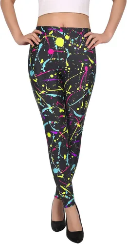 Vista 4 de HDE Leggings de entrenamiento con diseño de moda. Divertidos estampados impresos con gráficos de moda