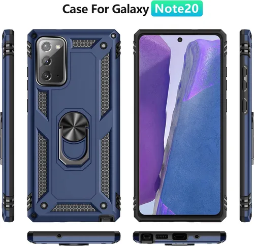 Vista 2 de Androgate - Funda para Galaxy Note 20 Ultra (no compatible con el Note 20) con protectores de pantalla HD, funda Androgate con soporte de anillo