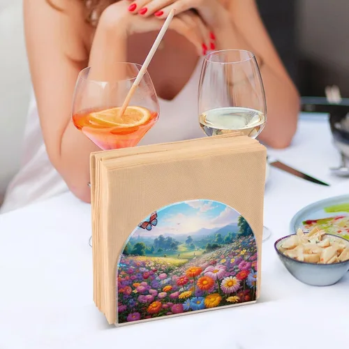 Vista 7 de Servilleteros de flores de primavera con mariposas para mesas, servilleteros de acrílico transparente, servilleteros de cóctel para cocina