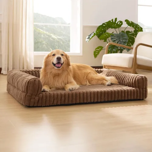 Vista 11 de Bedsure - Cama ortopédica para perros pequeños, cama impermeable de espuma viscoelástica con lados, sofá de espuma de nido de abeja para perros