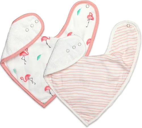 Vista 14 de Bamboo Little Baberos para bebé (paquete de 2) - Baberos con broches ajustables - Parte trasera de rizo absorbente Adjustable Snaps