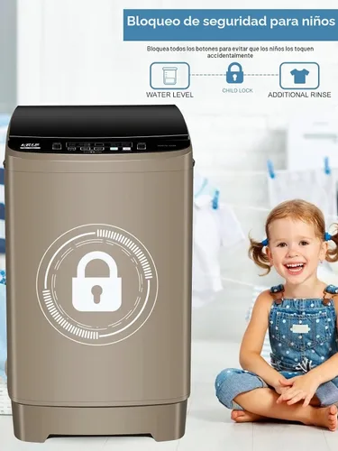 Vista 5 de KRIB BLING - Lavadora completamente automática de 17.7 libras, pequeña, compacta, portátil, 10 programas de lavado y 8 niveles de agua, lavadora