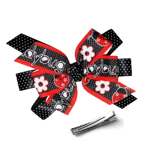 Vista 2 de WEBB DIRECT2U Clip de cocodrilo para el pelo de Lady Bug Ladybug de 4.5 pulgadas, color rojo y negro
