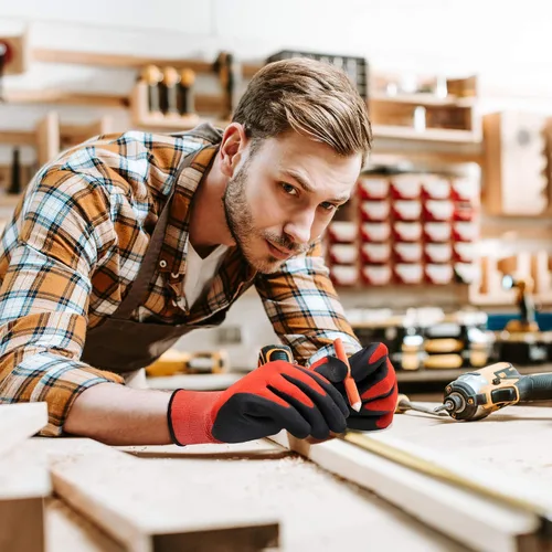 Vista 4 de COOLJOB Guantes de jardinería medianos para mujer, 6 pares y 6 pares de guantes de jardinería grandes para hombres, paquete de paquete