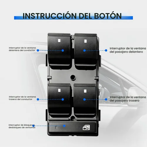 Vista 3 de Interruptor de elevalunas eléctrico conductor y 3 pasajeros Reemplazar 20945129 25877776