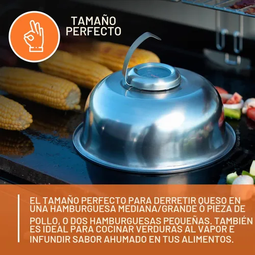 Vista 2 de Yukon Glory Cúpula de fusión de queso inoxidable con medidor de temperatura