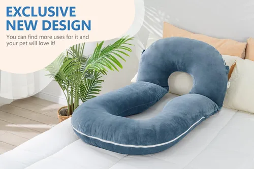 Vista 7 de INSEN Almohadas de embarazo, almohadas de maternidad multiusos para dormir y amamantar, almohada para sentarse para adultos (azul)