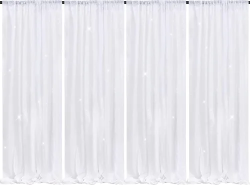 Vista 17 de B-COOL Cortinas de Fondo de Lentejuelas Azul Bebé 2 Piezas 2ftx8ft Fotografía para Fiestas Fondo Brillante Cortinas para Prom Bodas Baby Shower