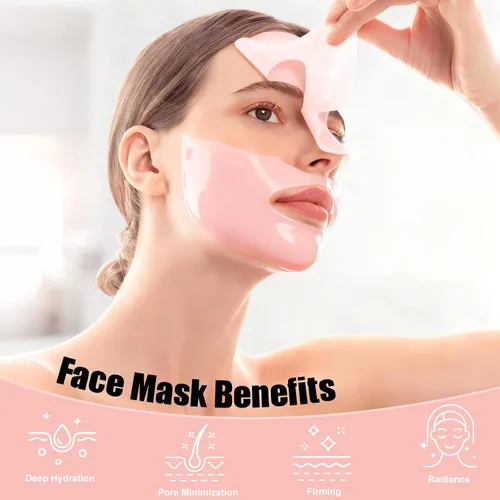 Vista 2 de Máscara facial de colágeno: mascarilla facial hidratante de hidrogel durante la noche, adecuada para el cuidado delicado de la piel de las mujeres
