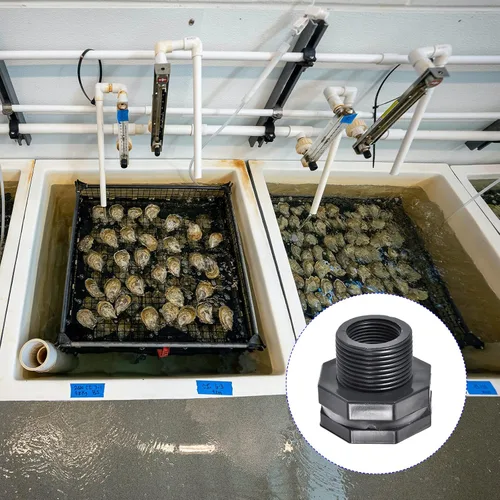 Vista 2 de M METERXITY Paquete de 2 accesorios de mamparo de PVC – Conector de tanque de agua de doble rosca, con junta de silicona, para acuarios