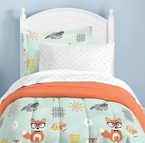 Vista 51 de Dream Factory Dinosaur Blocks - Juego de edredón de microfibra ultrasuave para niños, color azul, tamaño individual Bloques de dinosaurios azules