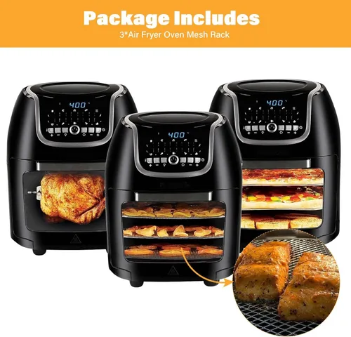 Vista 7 de ALJ Estantes mejorados para freidora de aire PowerXL Vortex Pro de 10 cuartos de galón, freidora de aire, estilo malla, bandeja de alimentos