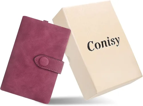 Vista 6 de CONISY Billeteras pequeñas de pulsera para mujer, billetera de cuero plegable RFID con ventana de identificación y cremallera