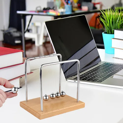 Vista 7 de Newtons Cuna de Equilibrio, Fascinante Accesorio de Física con 5 Perlas para el Hogar y la Oficina