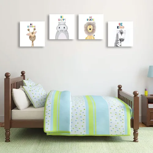 Vista 5 de Quzenu Safari Animal Baby Room Decor Canvas Prints Kids Art Frame Jungle Nursery Decor
