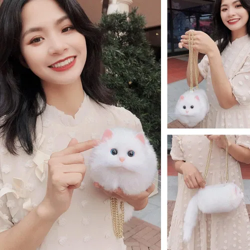 Vista 5 de HUIJUFU Bolso bandolera realista con forma de gato para mujer