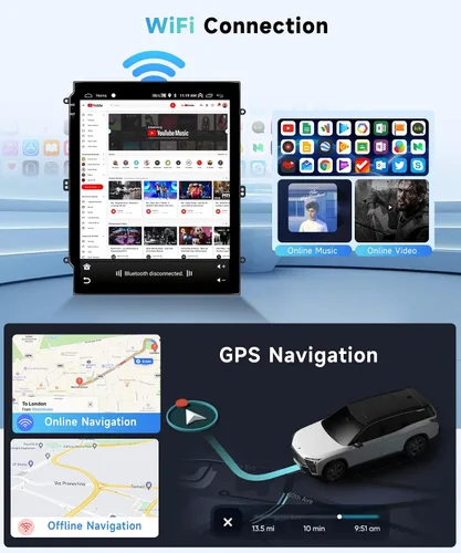 Vista 4 de 4 Core +64G Radio de coche estéreo para Chevrolet Chevy Cruze 2009-2015 con CarPlay/Android Auto, 9.7 pulgadas Android 13 pantalla táctil GPS Navi