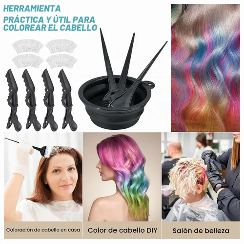 Vista 4 de Xarchy Kit de 12 piezas de blanqueador para el cabello, productos profesionales para teñir el cabello con cepillo de tinte para el cabello, cuenco