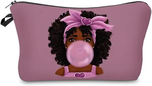 Vista 27 de Bolsa de maquillaje afroamericana para monedero, bolsas de cosméticos negras afro para mujer, regalo inspirador, pequeña bolsa de cosméticos