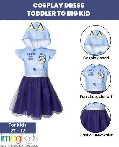 Vista 3 de Bluey Vestido de cosplay de malla para niñas de Bingo a niño grande