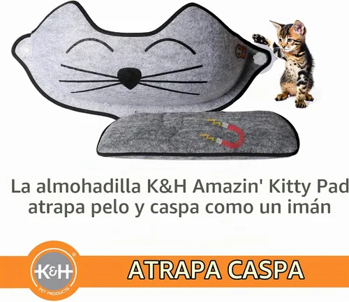Vista 4 de K&H - Cama perca para ventana de gato, cara de gatito EZ Mount 27x11x6