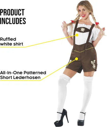 Vista 6 de fun shack Womens Lederhosen Costume, German Lederhosen Costume Women, Bavarian Oktoberfest Costumes Women