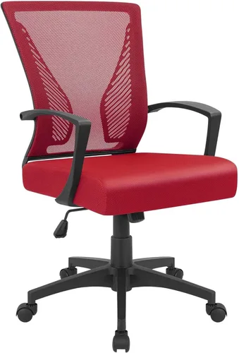 Vista 25 de Furmax Silla de oficina ergonómica de escritorio para computadora, silla de malla, respaldo medio, soporte lumbar giratorio con reposabrazos