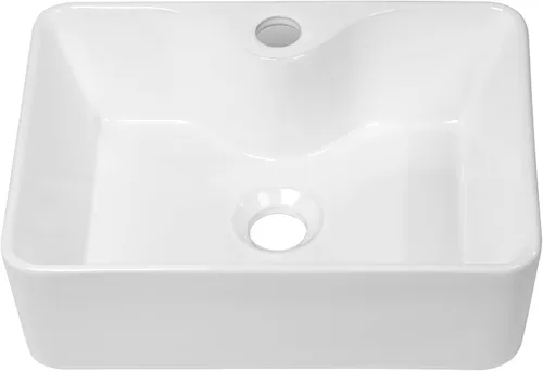 Vista 14 de Dcolora Lavabo de Recipiente Negro Rectangular de 40,6 x 30,5 cm Negro Mate Lavabo de Baño Rectangular sobre Encimera Cerámica Porcelana Lavadero