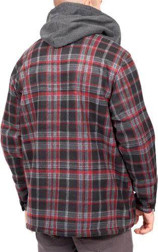Vista 3 de Visive Chaqueta Sherpa de franela forrada para hombre, forro polar grueso, con cremallera, sudaderas grandes y altas, acolchadas a cuadros