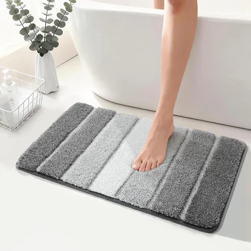 Vista 17 de COSY HOMEER Alfombras de baño de 24 x 17 pulgadas, ultra suaves y absorbentes, con respaldo de TPR antideslizante, lavable a máquina, alfombra Beige
