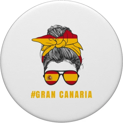 Vista 3 de Gran Canaria Spanish Lady Spain Flag PopSockets Adhesive PopGrip