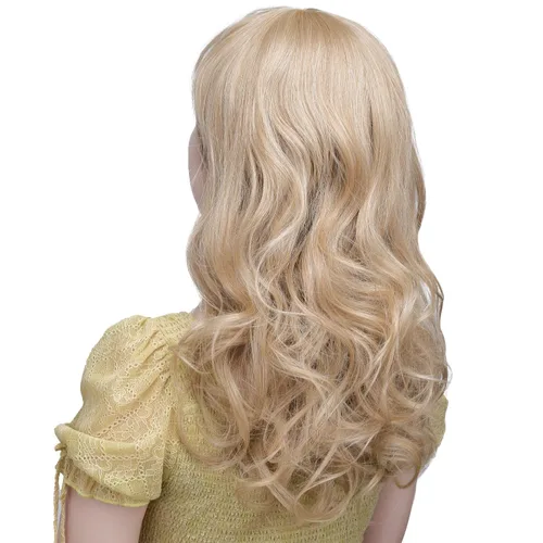 Vista 6 de SYXLCYGG Pelucas largas de 22 pulgadas, rubia, ondulada, sintética, para uso diario, para mujer, disfraces de Halloween, fiestas, pelucas de cabello
