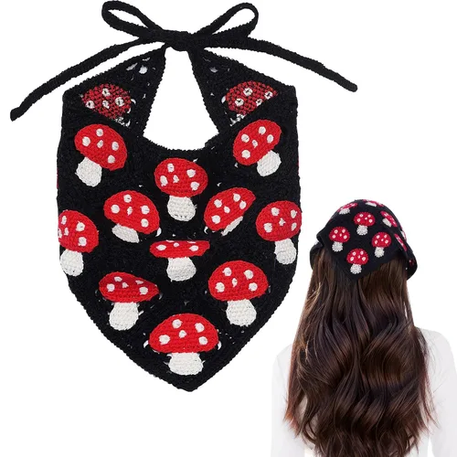 Vista 12 de hoyuwak Pañuelo para la cabeza de ganchillo, bandanas, diademas de corazón, bufanda, cubiertas para la cabeza, accesorios para el cabello rosa