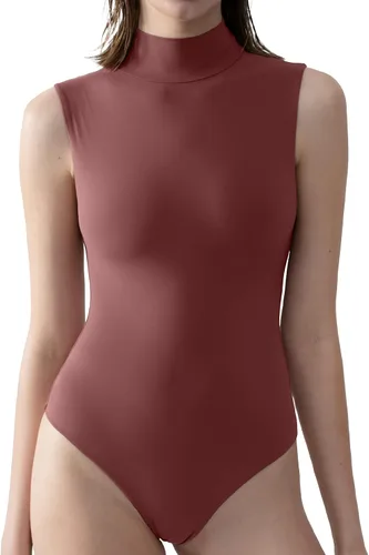 Vista 45 de PUMIEY Body sin mangas con cuello alto falso para mujer, colección Sharp