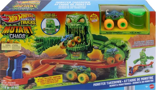 Vista 6 de Hot Wheels Monster Trucks Mutant Monster Takedown Playset & Rhinomite