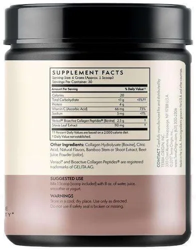 Vista 3 de TERRA ORIGIN Polvo de péptido hidrolizado con colágeno Apoya la piel, el cabello y las uñas saludables con verisol y vitamina C para mujeres