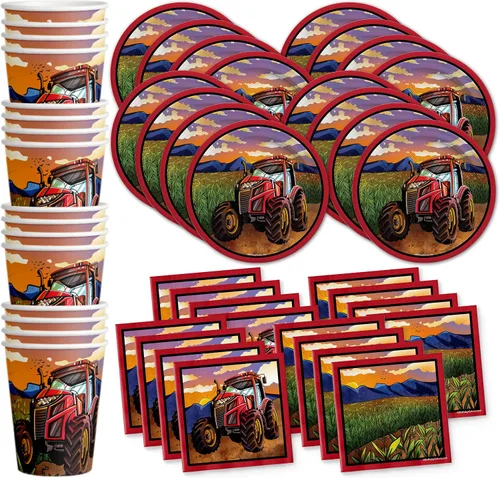 Vista 16 de Juego de suministros para fiesta de cumpleaños de motociclistas, platos, servilletas, vasos, vajilla para 16