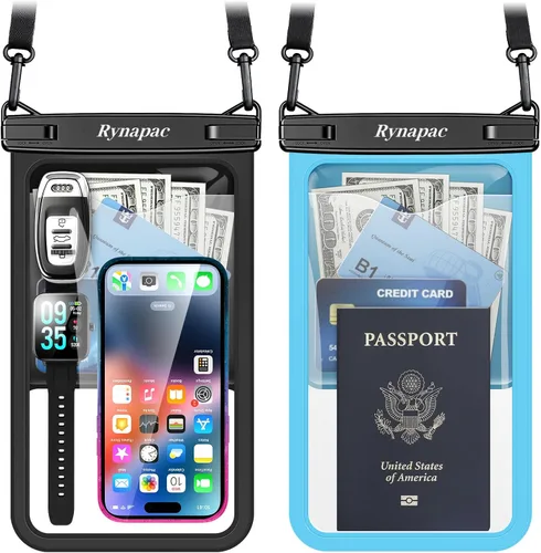 Vista 12 de Rynapac Bolsa impermeable para teléfono - Bolsa impermeable para teléfono de 8.5 pulgadas con cordón, bolsa seca para teléfono IPX8, artículos