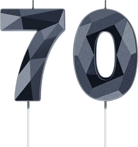 Vista 11 de Nuanchu Velas de cumpleaños número 10 en forma de diamante 3D Velas numerales para pastel de cumpleaños Decoración temática para horneado familiar