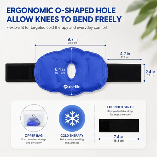 Vista 6 de Terapia de envoltorio de rodilla, en caliente y frío, 2 S, Azul, 1 2 Pcs Value Set, Hot and Cold Therapy Use, Adjustable Strap Design, Snug Fit