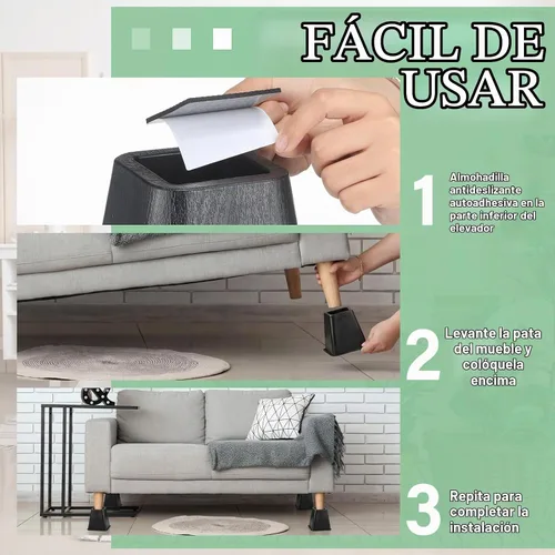 Vista 5 de Novabright Paquete de 4 elevadores de cama para dormitorio universitario de 6 pulgadas, extensores de cama de plástico extra resistentes, apilables