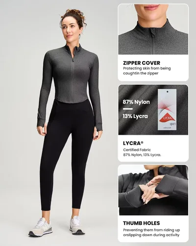 Vista 4 de QUEENIEKE Womens Athletic Workout Jackets Cottony-Soft Full Zip Slim Fit Running Jacket 0703