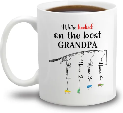 Vista 16 de Taza de café de cerámica con texto en inglés «Best Grandpa Add Photo », regalos para abuelo, abuelo, papá, amapola, Día del Padre, taza de café