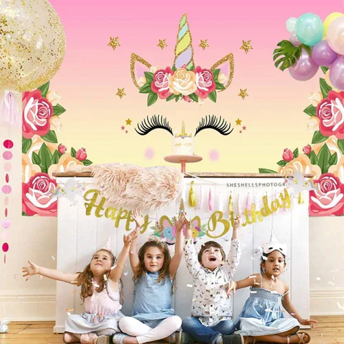 Vista 5 de Decoraciones de cumpleaños para niñas, fiesta de cumpleaños, suministros de fiesta de feliz cumpleaños, decoración del hogar