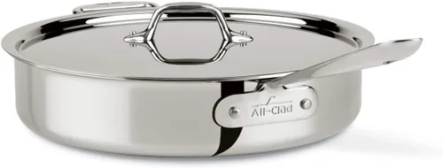 Vista 9 de All-Clad D3 Sartén Salteadora de Acero Inoxidable de 3 Capas con Tapa y Mango 3 Cuartos, Inducción, Apto para Horno y Parrilla 600F