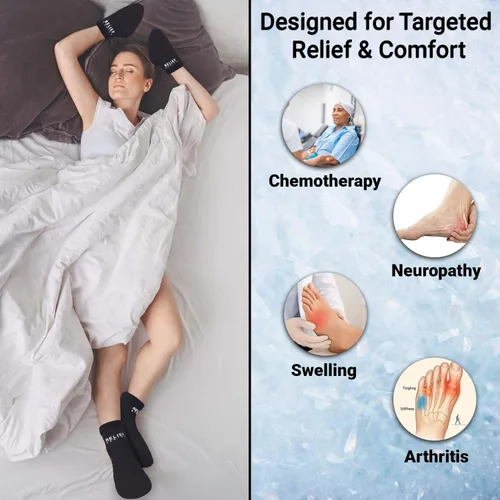 Vista 2 de Relief Genius - Calcetines de terapia de frío y guantes fríos para neuropatía de quimioterapia, paquete de cuidado de quimioterapia para mujeres