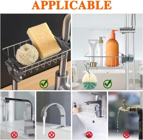 Vista 6 de 2 Piezas Estante De Ducha Inoxidable Para Barra De Ducha Estante Ducha Sin Tornillos Ajustable Para Baño/Cocina