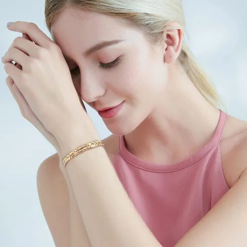 Vista 6 de Pulseras de cobre para mujer para artritis y articulaciones, 6.5 pulgadas, cobre puro, tres colores, trenzada, pulsera de terapia magnética, joyería