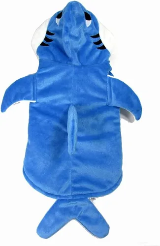 Vista 5 de NACOCO Disfraz de tiburón para perro, ropa para mascotas, abrigo de vacaciones de Halloween, sudadera con capucha para gatos y perros (azul, XS)